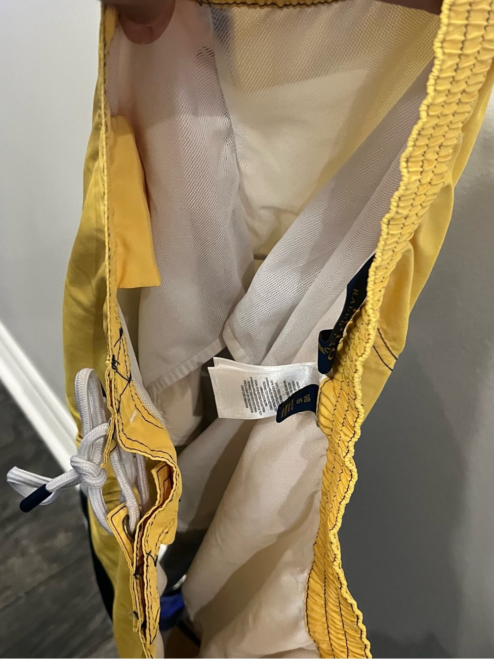 Polo by Ralph Lauren Yellow Navy White Striped Swim Trunks XL Color block Beach - Picture 9 of 11